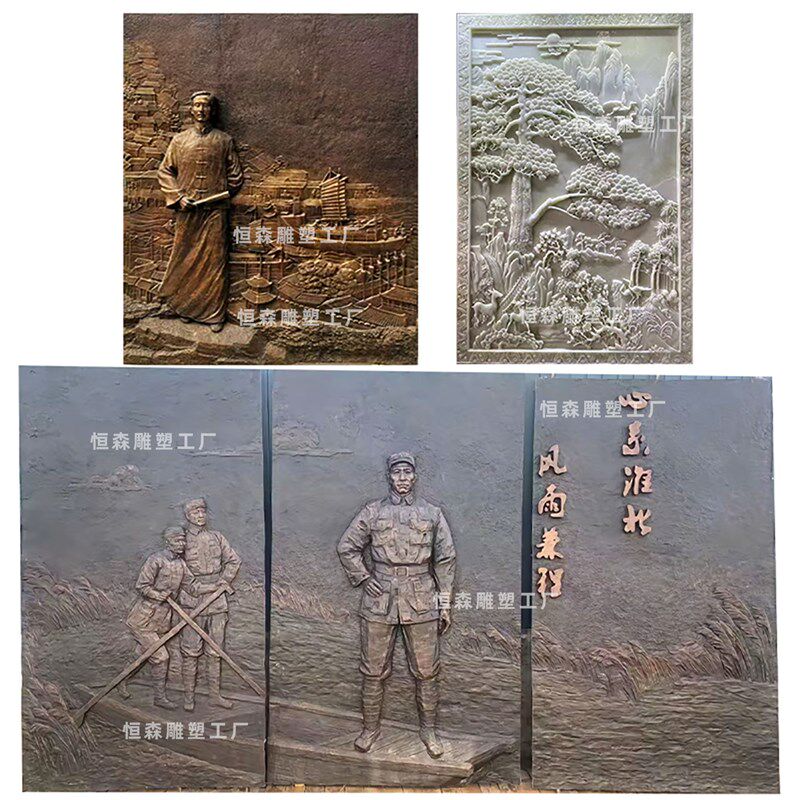 浮雕定制玻璃纤维锻铜铸p铜人物雕塑石雕水泥校园景墙博物馆装饰