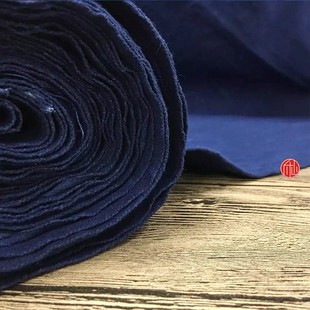 【手织蓝染布】刺子绣布 古法蓝染土布K 手作布艺茶席杯垫面料