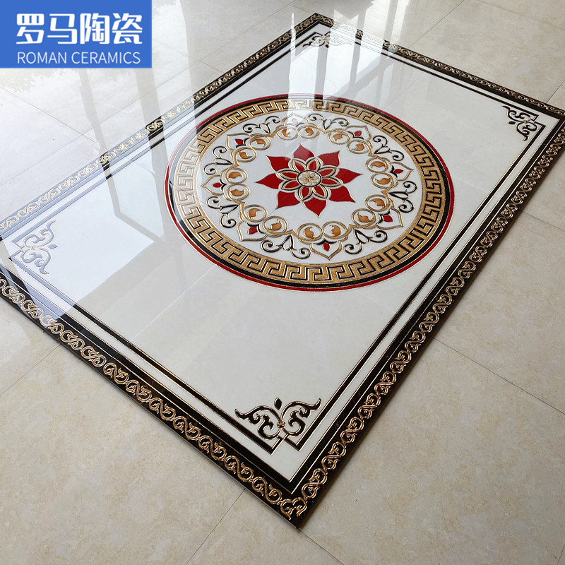 欧式客厅拼花地砖800x800 饭B厅地毯花砖微晶石拼图入户玄关地拼