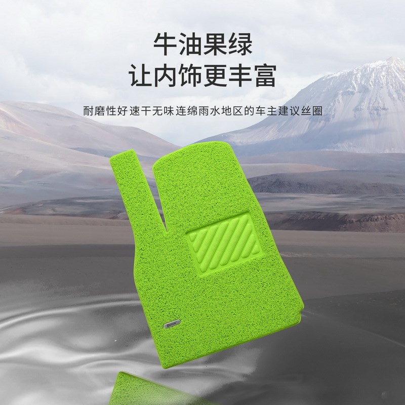 汽车脚垫主驾副驾驶单片后排原车地I毯式牛油果绿色丝圈地垫