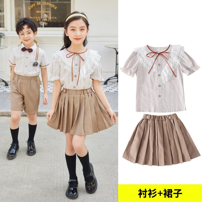 幼儿园园服夏装英伦学院风儿童毕C业演出班服小学生校服套装夏季
