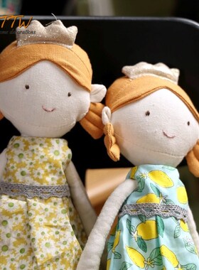 童话公主布娃娃女孩亚麻布艺碎花裙花纹J可爱儿童礼物家居饰品摆