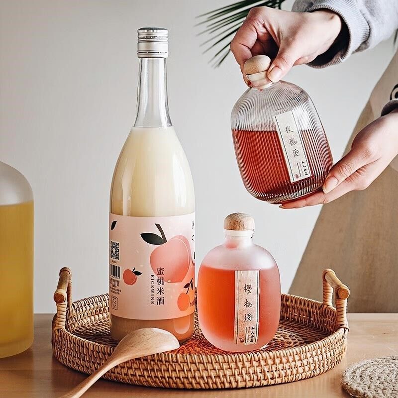 青梅酒瓶空瓶f泡酒专用玻璃瓶子密封果酒红酒酿酒分装酒容器小瓶