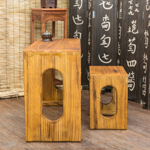 七韵古琴桌凳燕j尾榫卯长圆形烧桐木古琴桌矮实木茶几新中式古琴