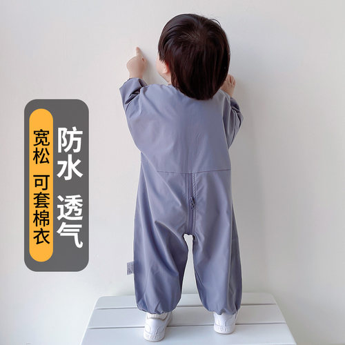宝宝全身罩衣春秋冬n吃饭防水防脏婴儿爬爬服儿童画画连体罩衣时