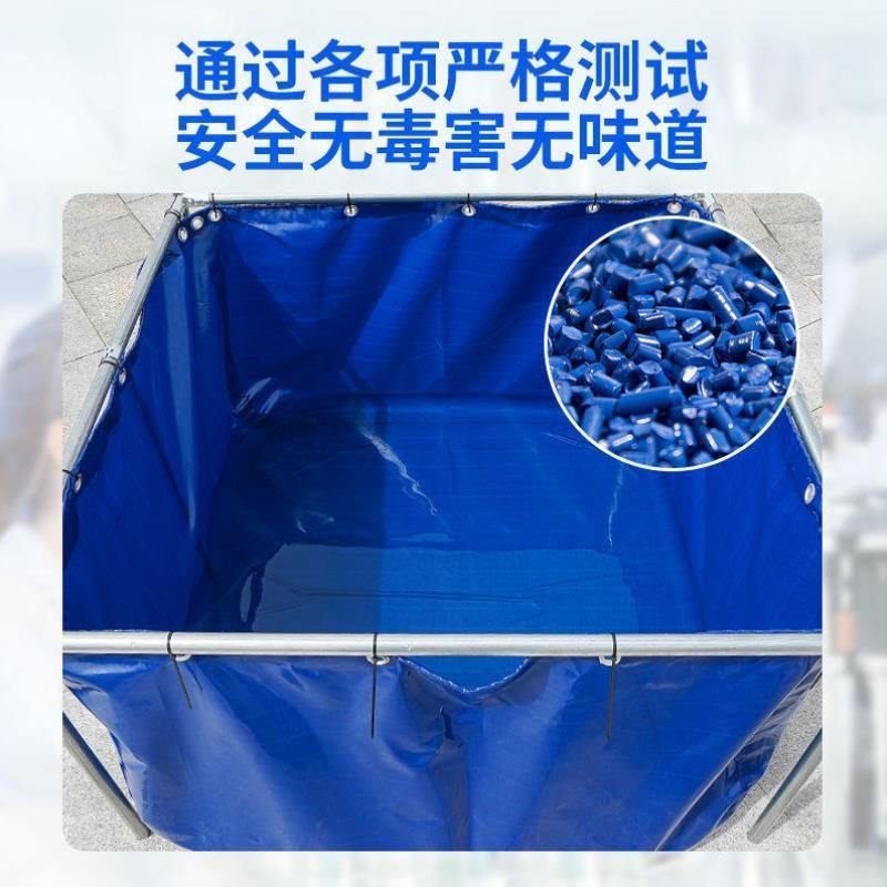 加厚养鱼箱帆布鱼池m水池防水布专用H大型养殖折叠带支架塑料可移