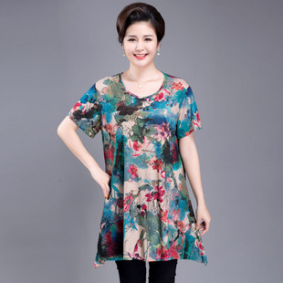 T恤裤 大码 加肥加大妈妈装 圆领短袖 子宽松两件套2021年中老年女装