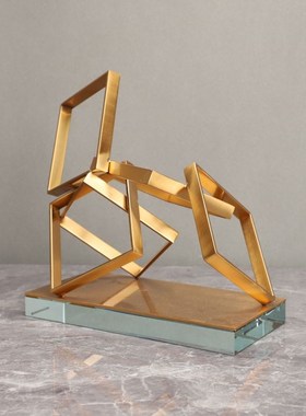 轻奢简约客厅金属m几何北欧摆件家居样板间玄关电视柜软装饰品