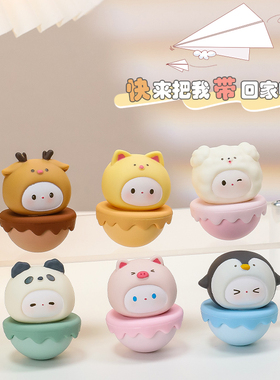 可爱软萌小c鹿不倒翁女生工位办公桌好物家居摆件生日礼物桌面装