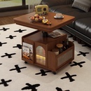 臻品阁可折叠旋转移动茶几小推车小户型沙发边几边柜两用餐桌茶桌