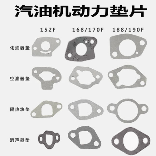 汽油微耕机152F168F170F188F190F化油器垫空滤器垫隔热板消声器垫