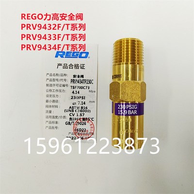 REGO力高PRV9434T500C安全阀 泄压阀377PSIG 12.4BAR NPT1/2