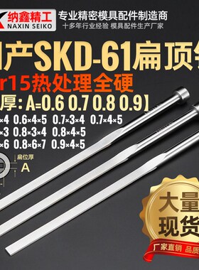 模具扁顶针现货国产SKD61扁销厚A=0.6 0.7 0.8 0.9 顶杆gcr15全硬