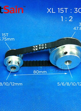 FitSain-XL带宽10同步轮15齿:30齿皮带轮1:2减速中孔5-6-8-10-12