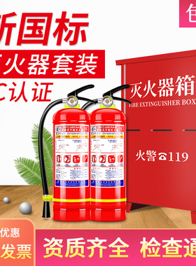 灭火器家用4公斤手提式干粉店用商铺用灭火器箱2只装3kg消防器材