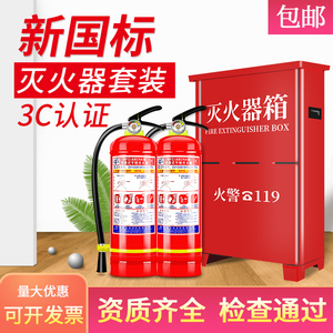 灭火器家用4公斤手提式干粉店用商铺用灭火器箱2只装3kg消防器材