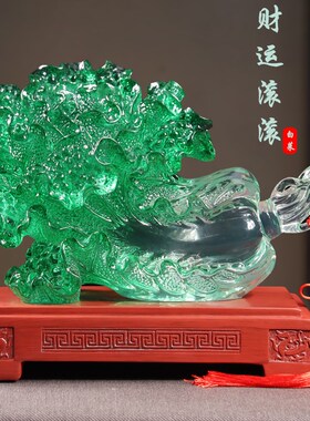 水晶玉白菜摆件家居玄关s装饰工艺品招财客厅电视酒柜开业乔迁礼