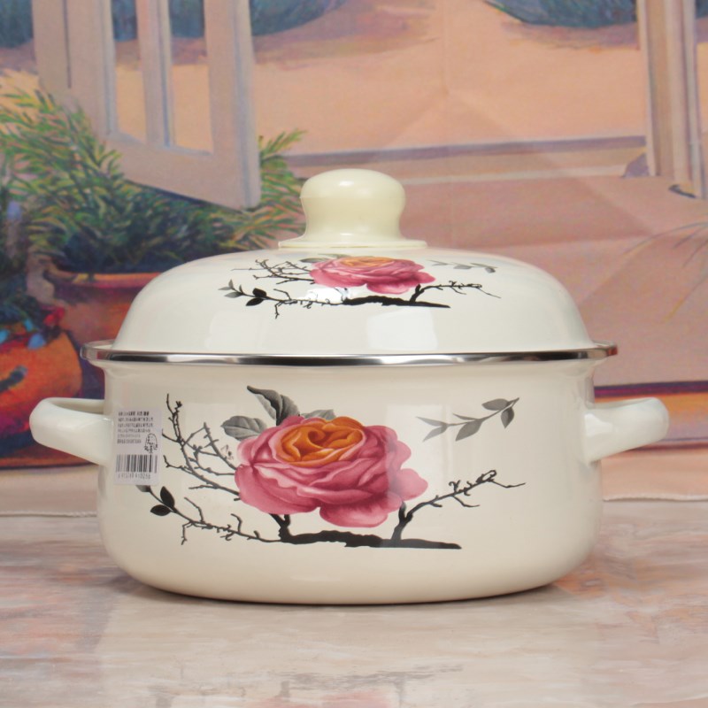 搪瓷汤锅意境16/18/20珐瑯平底炖锅1L/1.5L/2.2TL煮面 面锅煎药锅