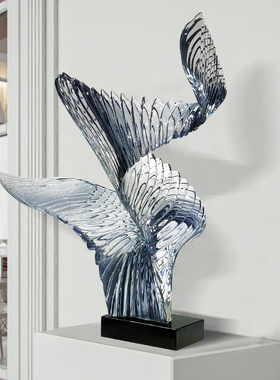 现代简约酒店透明树脂p摆件展翅高飞客厅抽象创意软装饰艺术品雕