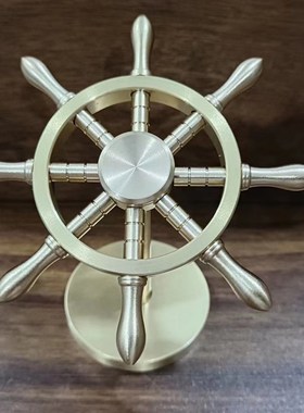 复古铜摆件黄铜船舵领航舵客厅玄关创意摆件桌面T装饰品礼物工艺
