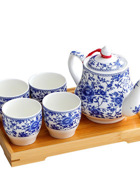 微丰 国风青花瓷茶壶陶瓷茶具套装大容量大号泡茶壶W家用整套茶杯
