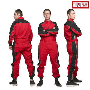 连体工作服男套装 汽修表演救援耐磨防尘工O作服定制劳保服工装