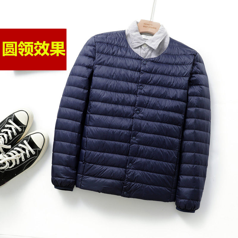圆领轻薄羽绒f服男加肥加大码超轻便超薄款中老年内胆胖子外穿宽