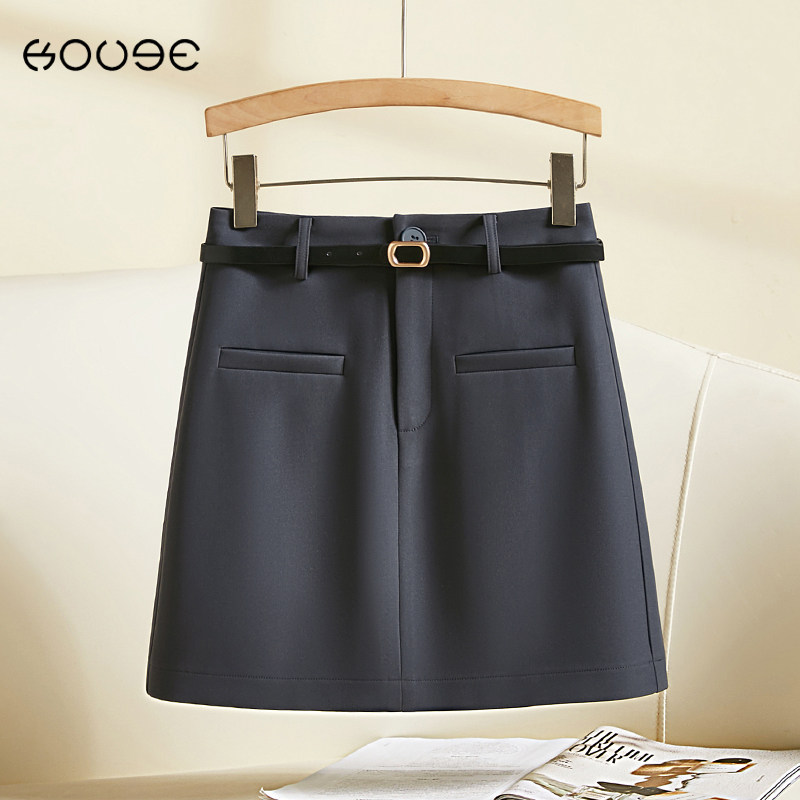 灰色西装短裙半身裙女春秋2024新款小个子气质高腰显瘦a字包臀裙