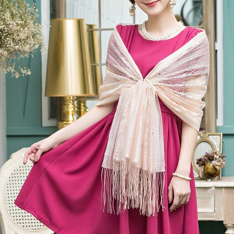 蕾丝披肩宴会礼服百搭须边珍珠扣坎肩结婚纱伴娘外套女防晒斗篷夏