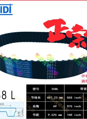 BEIDI同步带258L050数控编码器同步齿形带TBNV258L075铣床100 150