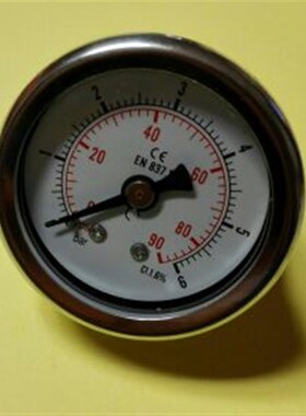 充油轴向耐震压力表CE EN837-1 0-90psi/0-6bar cL1.6% 直径40mm