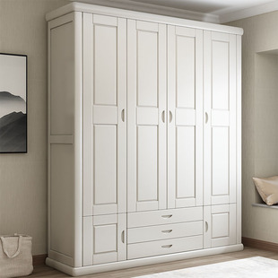 新中式 收纳衣 全实木衣柜卧m室带抽屉柜子四门五门平开门家用组装