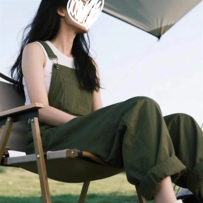今年流行的爆款裤子小个子宽松慵懒风美式酷飒风绿色工装抱婴袋裤