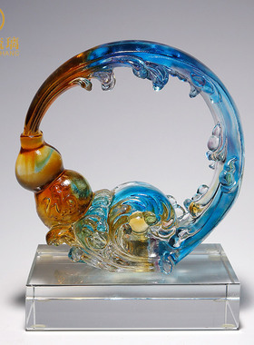 琉璃葫芦工艺品招财摆件客u厅家居玄关水晶装饰搬新家乔迁高档礼