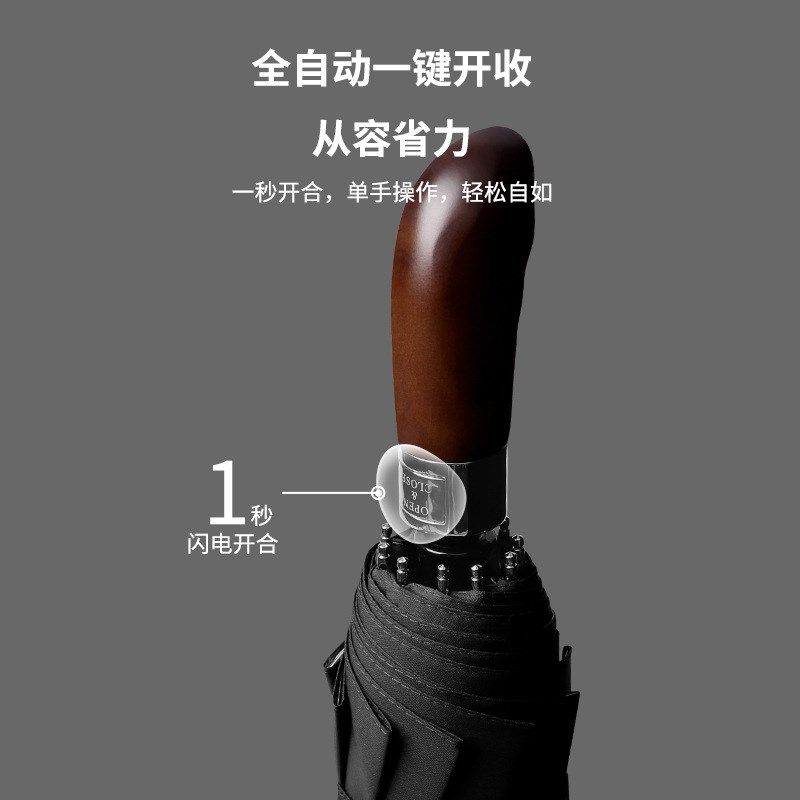 商务全自动雨伞男士超大号双人结C实抗风雨伞男生简约防风加固折