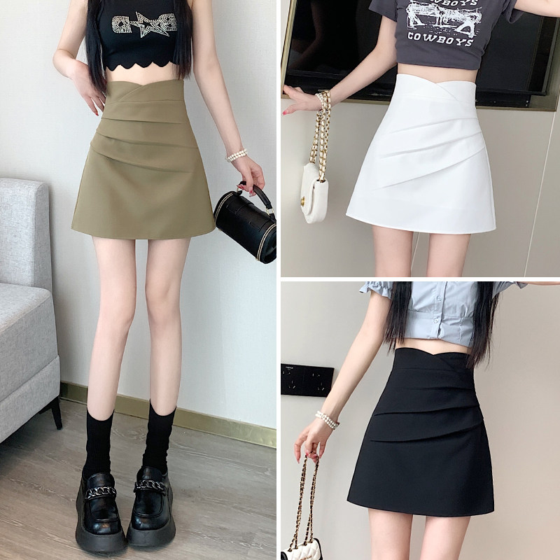 白色短裙半身裙女夏薄款2025新款高腰不规则西装a字一步包臀裙子