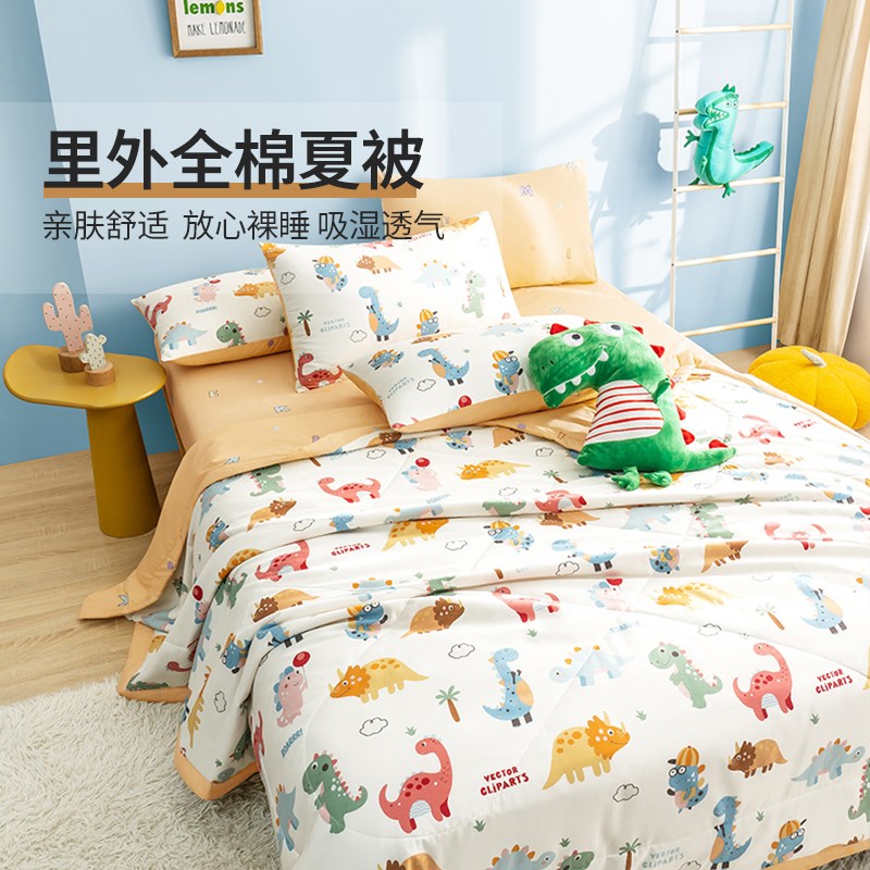 A类母婴级全棉夏凉被可机洗空调被儿童M幼儿园薄被子夏季双人
