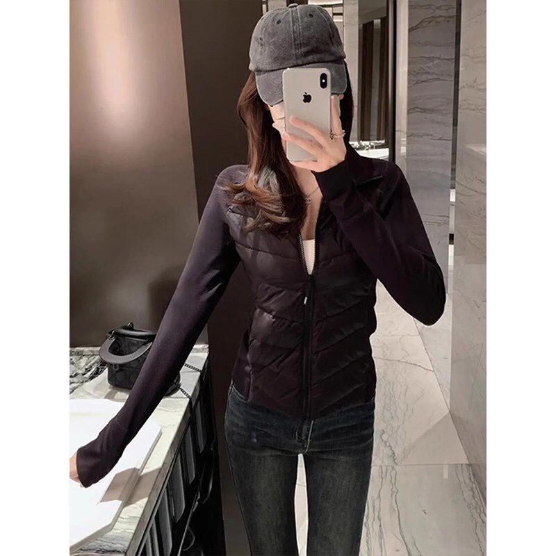 排骨羽绒服冲锋衣内胆女款冬季轻薄收腰修身瑜伽内搭短款棉服拼接