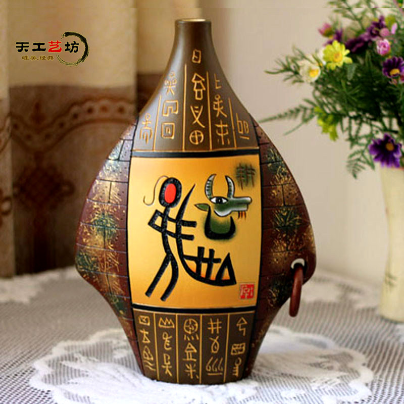 丽江特色中国风花瓶客厅玄v关柜电视旁酒柜装饰品摆件现代手工艺