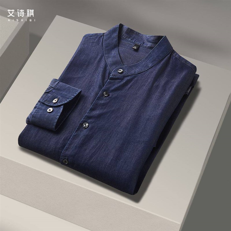 男士男款男衬衣牛仔衬衫新款商务休闲秋冬时尚牛仔风感高级长袖季
