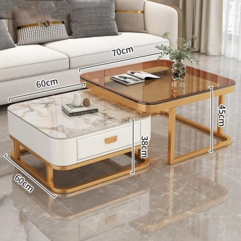 方YCH形岩茶客厅家用小户型亮面板轻奢网红玻璃茶几视柜电组合几