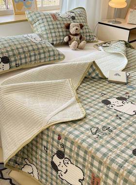 纯棉床盖单件全棉榻榻米用专缝三层RGD加厚床单床通罩三件套四绗