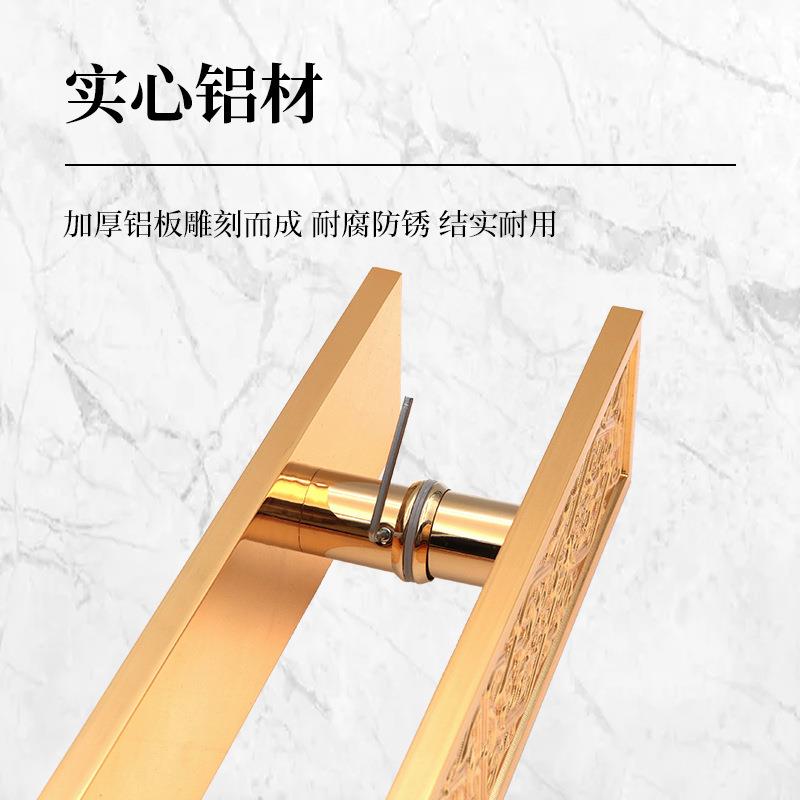 金色现代玻璃大门手中式拉仿古服铜装酒店做lgo刻无品牌/字推拉木