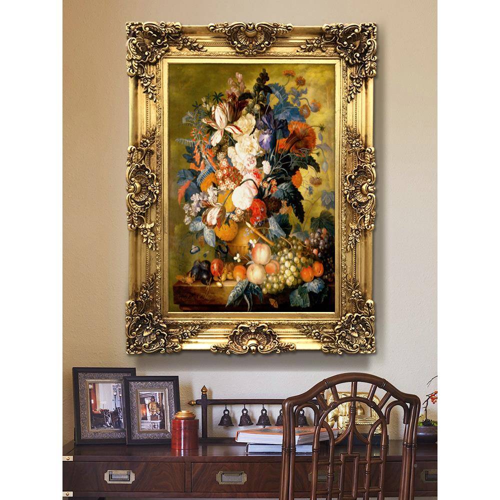 世界名画厅油画欧式静物百饭玫瑰玄水果花卉客餐厅装饰画关合AQQ