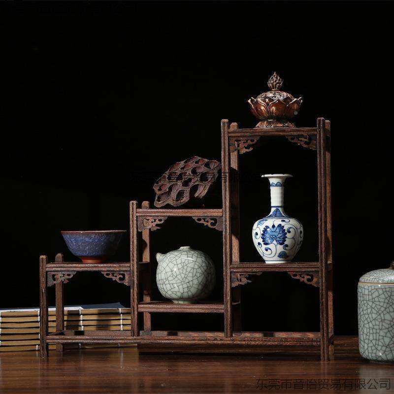 鸡翅木架博架中MAD式小多宝阁茶具子实架木置物茶壶架摆件古架展