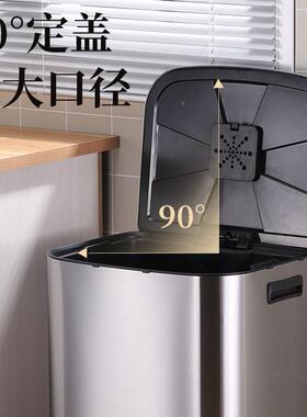 L大容量方不锈钢垃圾桶脚踏缓降防臭盒厨房客厅形酒收纳ONZ长店桶