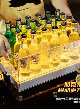 HAD酒吧letd发冰桶透光明方形冰kv酒桶清纹吧防水酒托铁框可充电