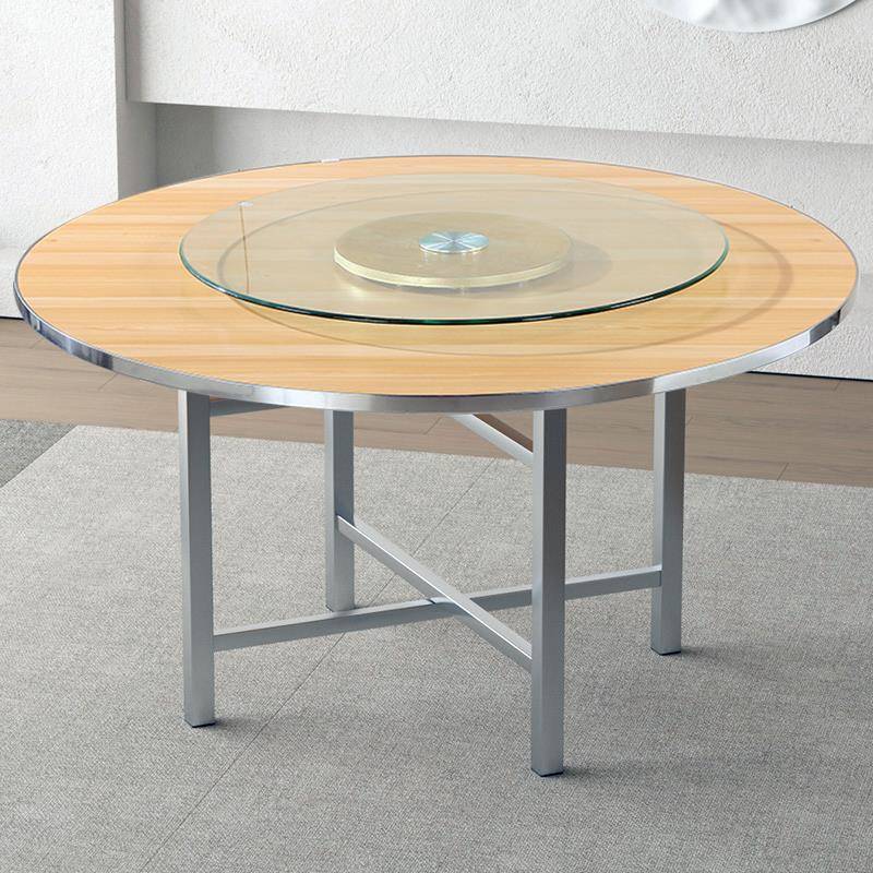 桌用折叠桌架简圆桌面约板转盘餐桌家商用桌食堂大圆排档吃QRW饭