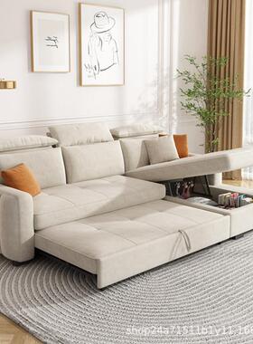 多功能折叠沙发床布贵妃实木47732储物沙發人床推拉双小型户科技