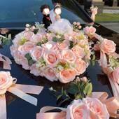 主婚装 饰车头花拉花套结婚花车布置婚BY221654车礼新车队全仿真花